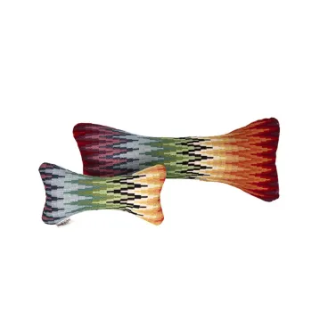 jouet pour chien en forme d'os tissu haute couture design multicolore melu