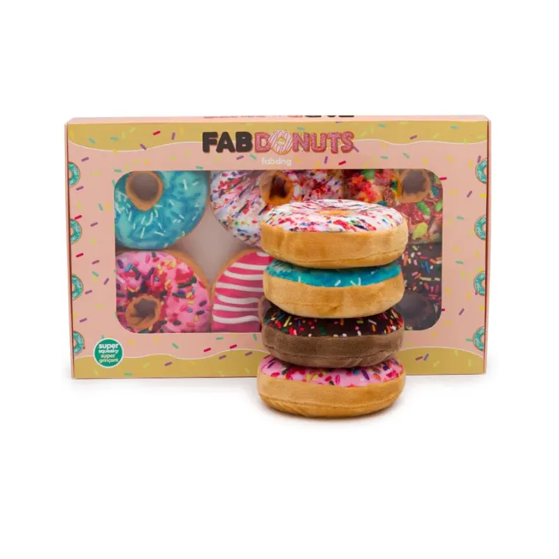 Boîte Donuts Peluche pour Chien - Lot de 6 Jouets Couineurs - Fabdog
