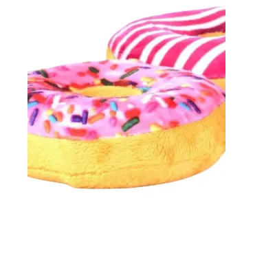 Jouet donut en tissu pour chien - Couleurs vives et textures douce