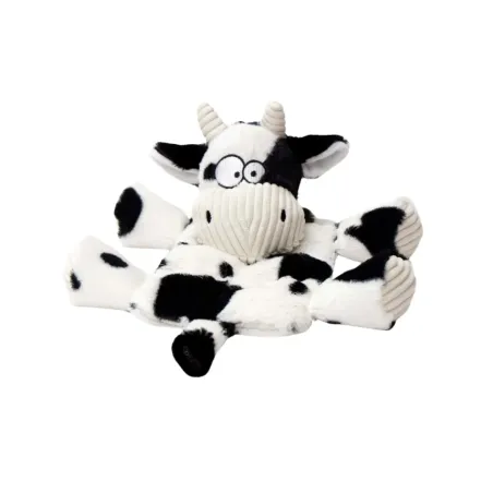 Peluche vache noire et blanche pour chien - Jouet doudou et couineur