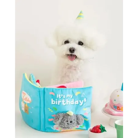 Livre Anniversaire pour Chien - Jouet Distributeur de Friandises - Cadeau Ludique & Festif