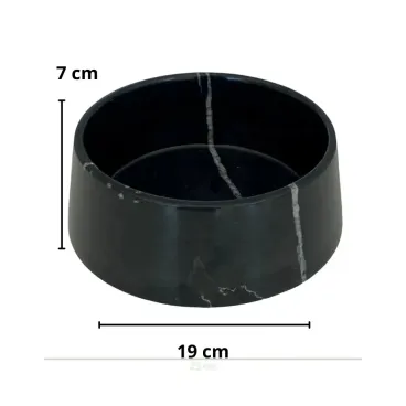 Gamelle en marbre noir - format petit pour chien ou chat, 19 cm x 7 cm