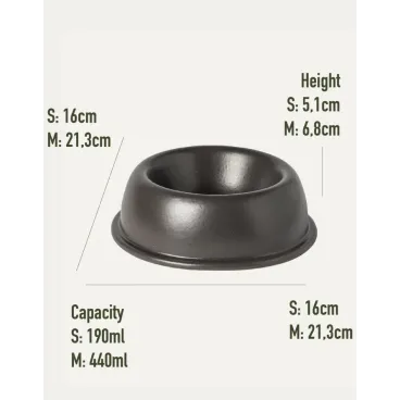 Dimensions gamelle céramique noire – tailles S et M – Bella Concept Store Dog
