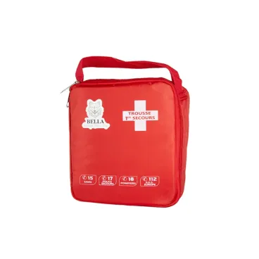Trousse de premiers secours pour chien - Pochette rouge avec croix blanche