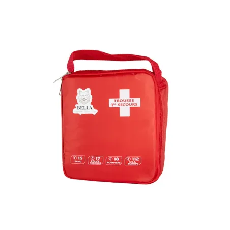 Trousse de premiers secours pour chien - Pochette rouge avec croix blanche