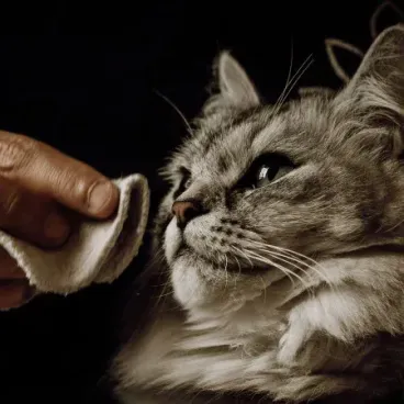 soin du visage d'un chat avec la lotion nettoyante naturelle Nellumbo -