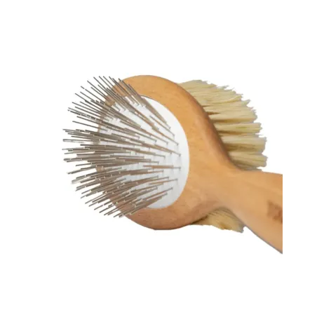 Brosse Double Face pour Chien Poils Longs Mi-Longs - Fibres Naturelles Vegan - Toutou Petcare