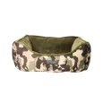 Panier pour chien camouflage & Velours kaki réversible Panier pour chien camouflage & Velours kaki réversible