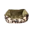 Panier pour chien camouflage & Velours kaki réversible Panier pour chien camouflage & Velours kaki réversible