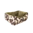 Panier pour chien camouflage & Velours kaki réversible Panier pour chien camouflage & Velours kaki réversible