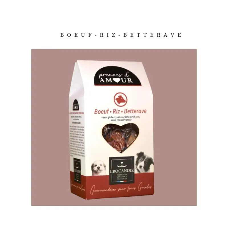 Biscuits Naturels pour Chien - Bœuf, Riz & Betterave – Sans Gluten – Crocandiz Biscuits Naturels pour Chien - Bœuf, Riz & Betterave – Sans Gluten – Crocandiz
