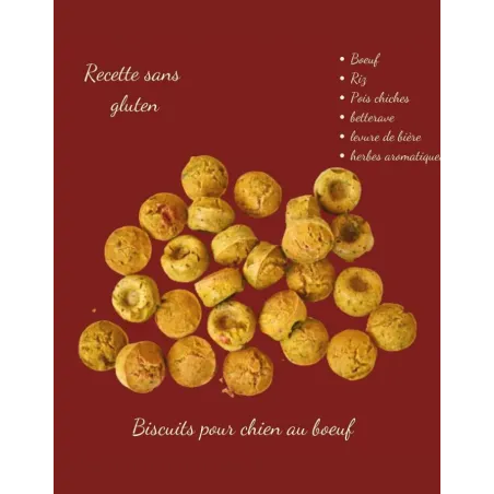 Biscuits Naturels pour Chien - Bœuf, Riz & Betterave – Sans Gluten – Crocandiz