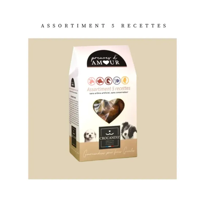 Biscuits pour Chien - Assortiment Gourmand 5 Recettes Naturelles - Crocandiz Biscuits pour Chien - Assortiment Gourmand 5 Recettes Naturelles - Crocandiz