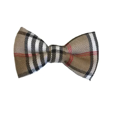 Noeud papillon pour chien écossais beige et rouge