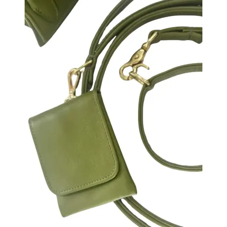 Sac à Friandises pour Chien - Cuir Véritable Kaki Élégant & Pratique