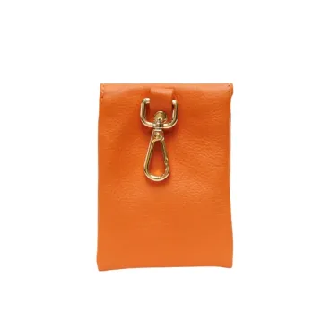 Sac à Friandises pour Chien en Cuir Véritable Orange - Chic & Élégant