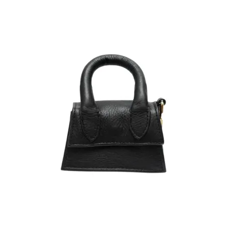 Mini sac à crottes en cuir noir pour chien – design The Dog Musthaves