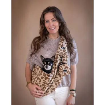 Sac Bandoulière Teddy Leopard pour Chien - Élégance & Douceur - The Dog Label