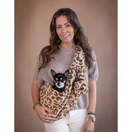 Sac Bandoulière Teddy Leopard pour Chien - Élégance & Douceur - The Dog Label