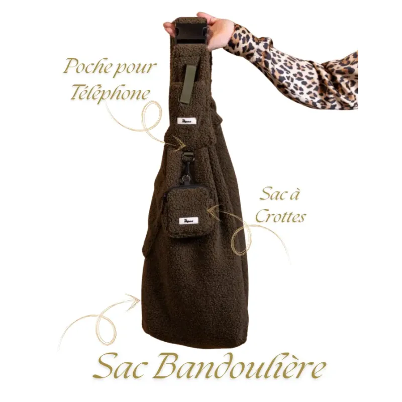 Sac bandoulière Teddy Kaki pour Chien – Confort & Style Doux by The Dog Label