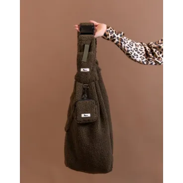 Sac bandoulière pour chien Teddy kaki - Vue complète verticale