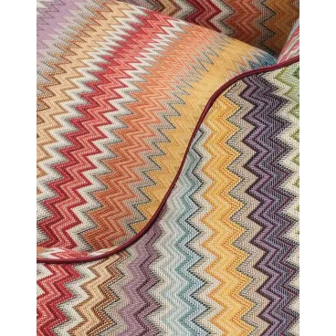 Détail tissus motif Ziczac couchage chien haut de gamme