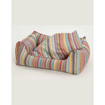 Couchage orthopédique pour chien motif ziczac avec coussin déhoussable lavable