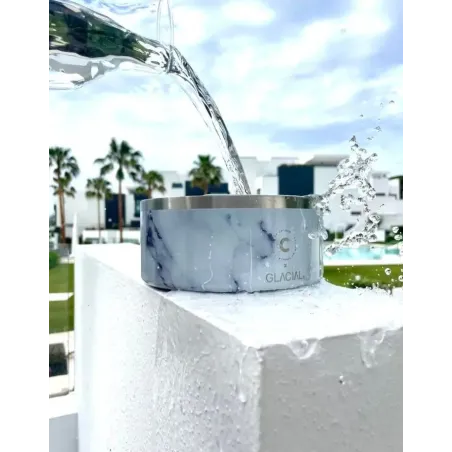 Gamelle Design Effet Marbre de Carrare & Inox pour chien – Élégance& Hygiène