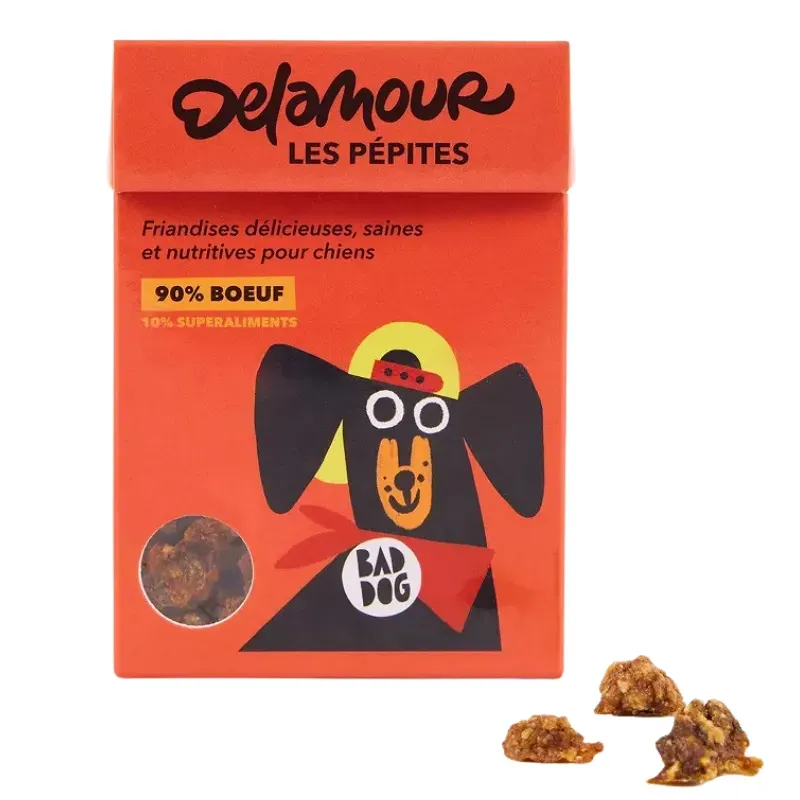 Friandises chien boeuf 90% - Les pépites Delamour Friandises chien boeuf 90% - Les pépites Delamour