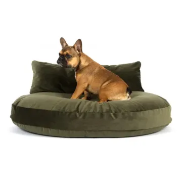 Lit pour chien Luna Lounge olive LABONI en velours naturelle - Vue d'ensemble