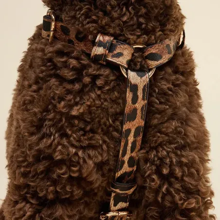 Harnais Léopard en Y - Cuir vegan -  Luxe & confort