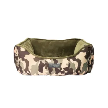 Panier réversible camouflage & velours kaki pour chien – Vue d’ensemble