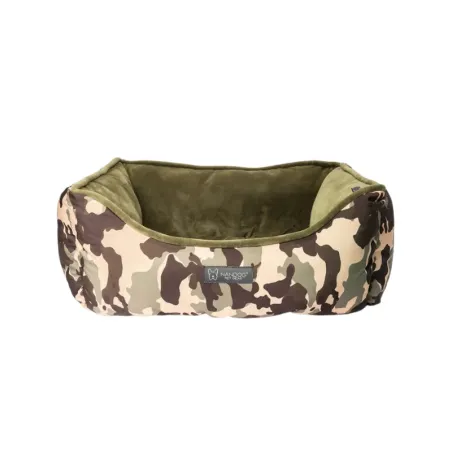 Panier réversible camouflage & velours kaki pour chien – Vue d’ensemble