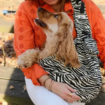 sac bandoulière pour chien motif zèbre - the dog label