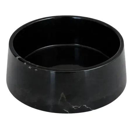 Gamelle en marbre noir naturel pour chien et chat, finition polie et design élégant