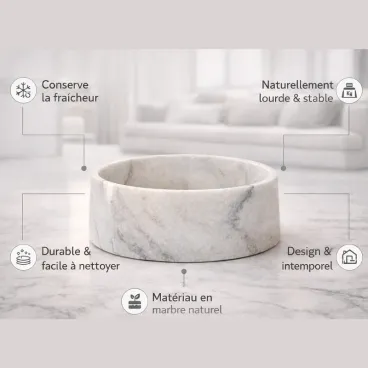 Gamelle design pour chien en pierre naturelle.