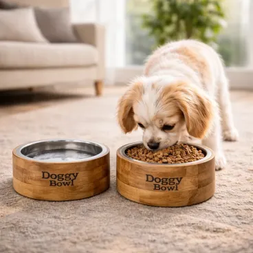 Gamelle bambou Doggy bowl vue de face. Bella concept store dog