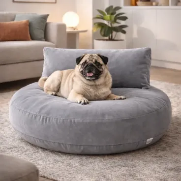 Lit orthopédique pour chien Luna Lounge Grey en tissu gris haut de gamme