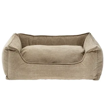 Panier chien velours côtelé beige design cocooning