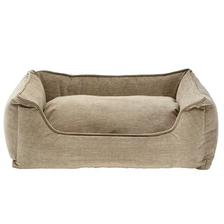Panier chien velours côtelé beige design cocooning