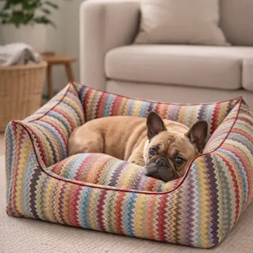 Chien dans panier pour chien ZigZac canapé à rebords