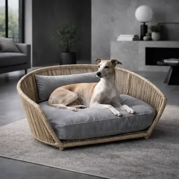 Détail du coussin épais gris du panier Oxford LABONI – confort premium