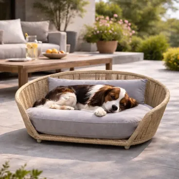 Panier chien design Oxford LABONI coussin gris