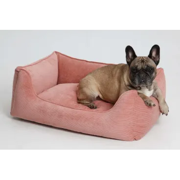 Panier chic pour chien – Velours rose poudré