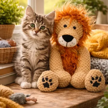 Peluche Lion Chien Fabdog – Jouet Doux Couineur & Réconfort