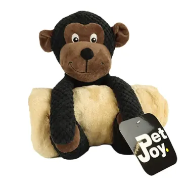 Peluche Singe 2-en-1 pour Chien avec Plaid Douillet - Doudou & Cocon Réconfortant
