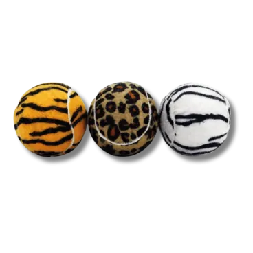 Lot de 3 balles chien chat Jungle SPORTSPET motifs tigre léopard zèbre