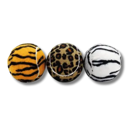 Lot de 3 balles chien chat Jungle SPORTSPET motifs tigre léopard zèbre
